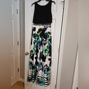 Betsy & Adam Black Floral Maxi Dress Women’s US 10